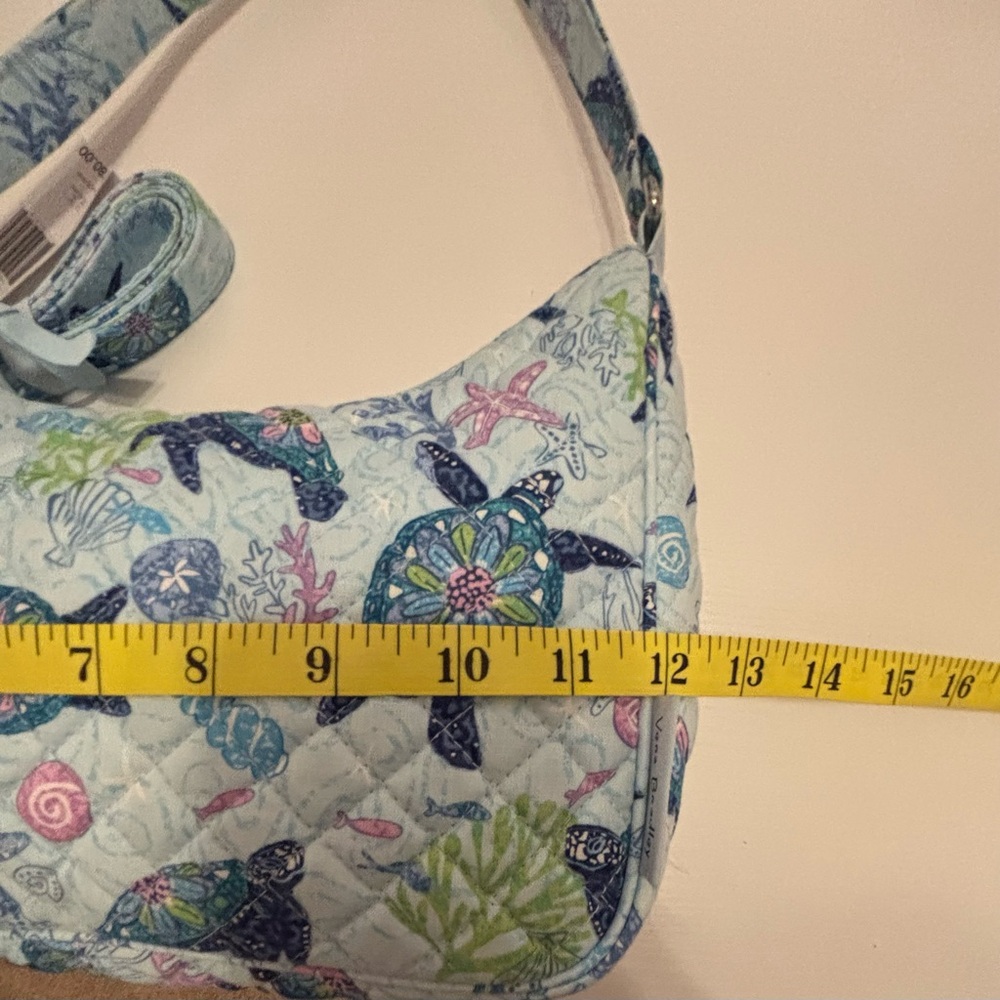 Vera Bradley Light Blue Quilted Shoulder Bag with Sea Turtle Print - Picture 11 of 16